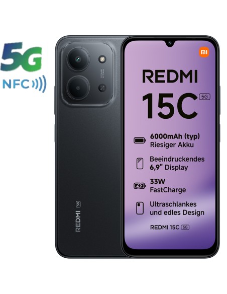 SMARTPHONE 6.9" XIAOMI REDMI   15C 4GB 128GB NFC 5G NEGRO PN: REDMI 15C 5G 4-1 EAN: 6932554458607   